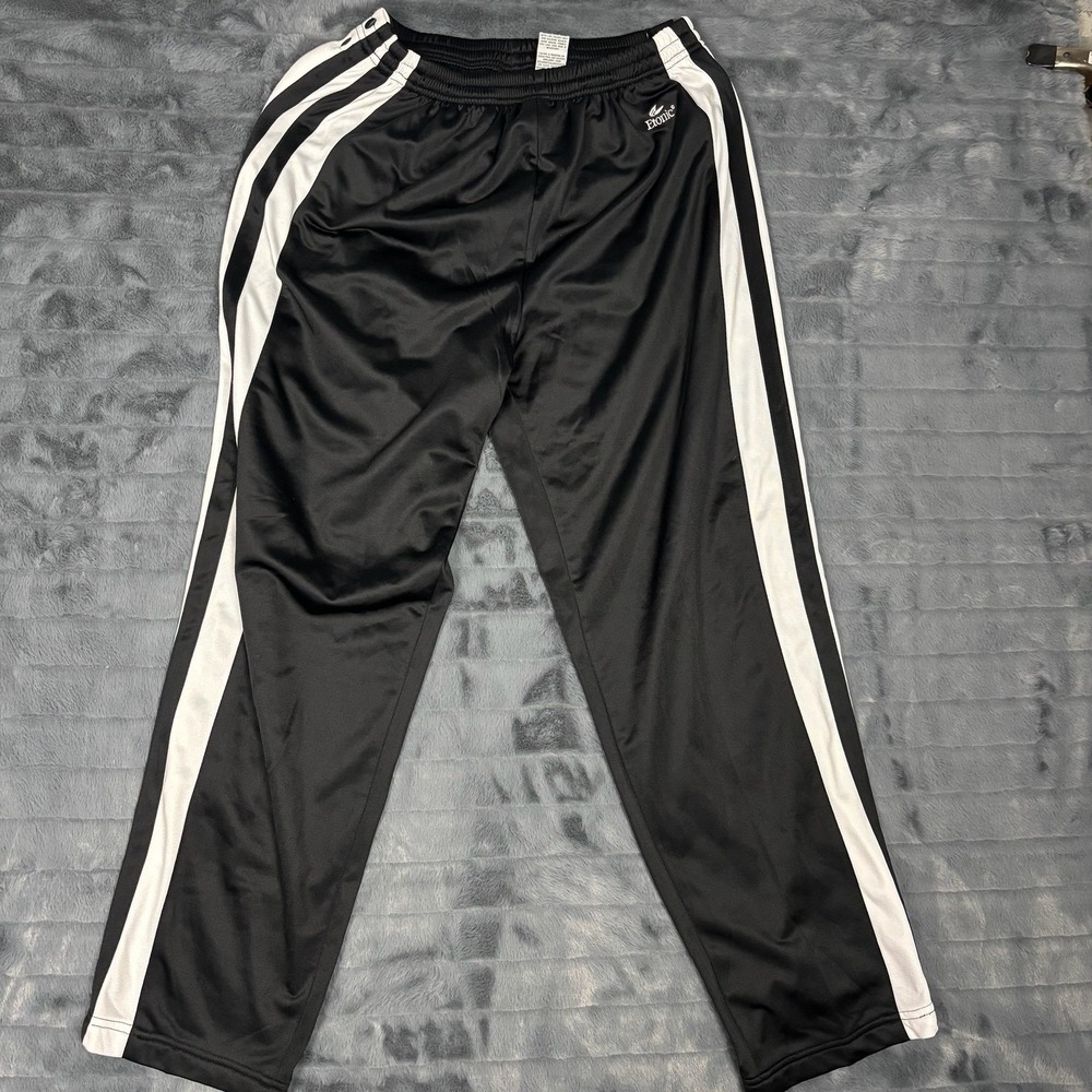 Etonic by Spalding Mens XL Snap Button Tear Away Track Pants Black White Stripes